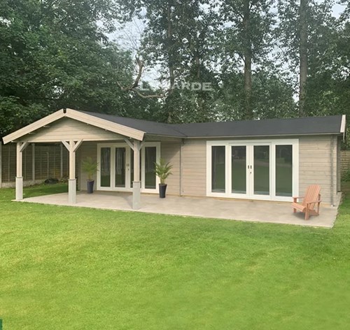 Man Cave wooden summerhouse with veranda seating area 