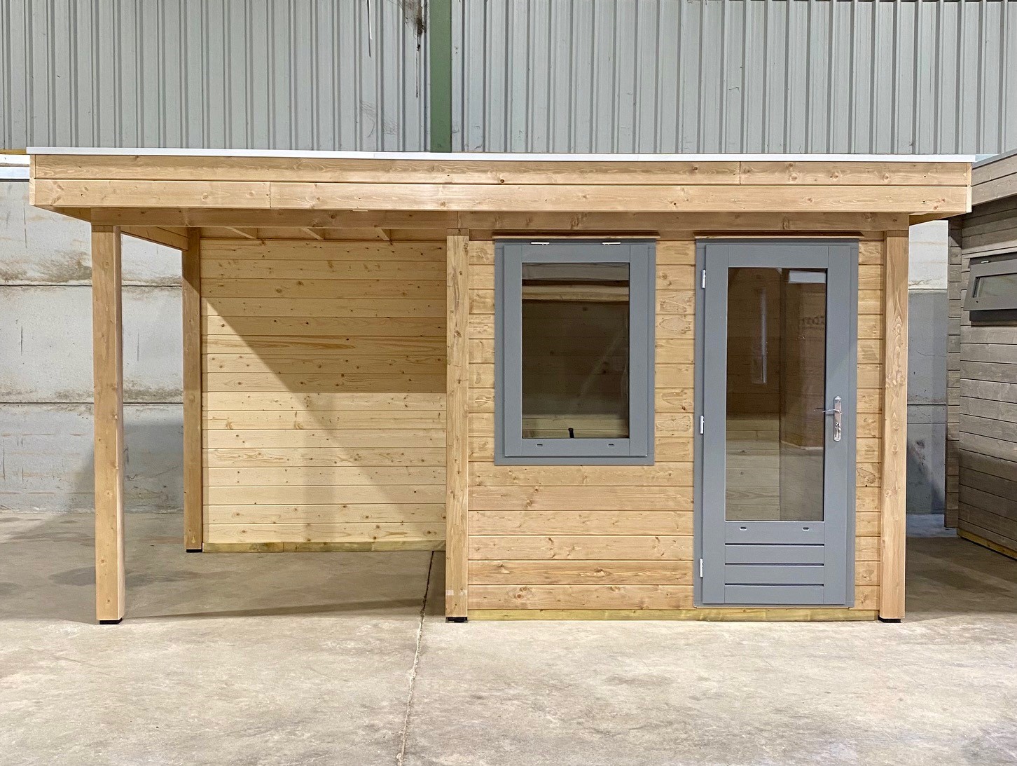 timber garden building for office and covered outdoor place