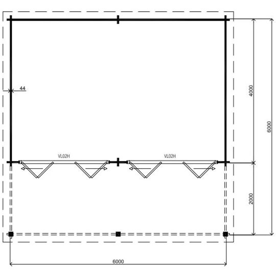 Garden room with veranda and outdoor seating area