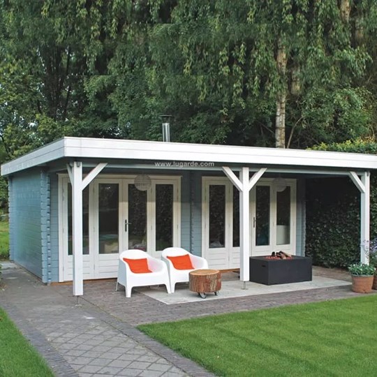 Garden room with veranda and outdoor seating area