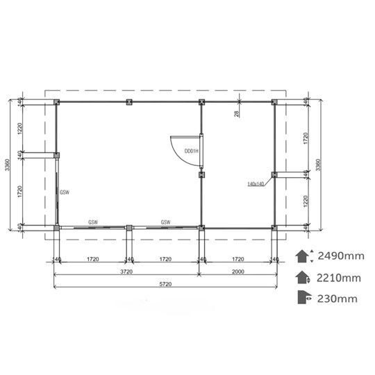 Timber garden room glass sliding doors two rooms