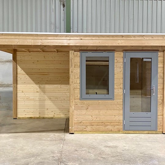 timber garden building for office and covered outdoor place