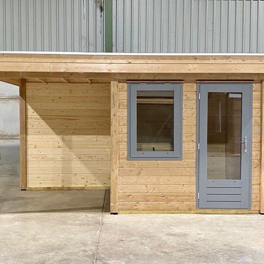 timber garden building for office and covered outdoor place
