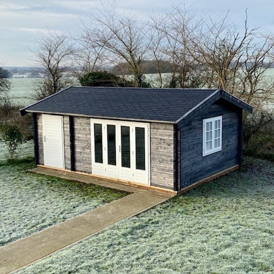 Black roof dark walls timber building luxury